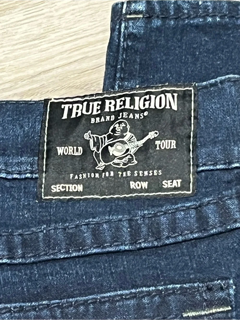 True Religion Men's Relaxed Skinny Distressed Blue Denim Jeans Size 40x33